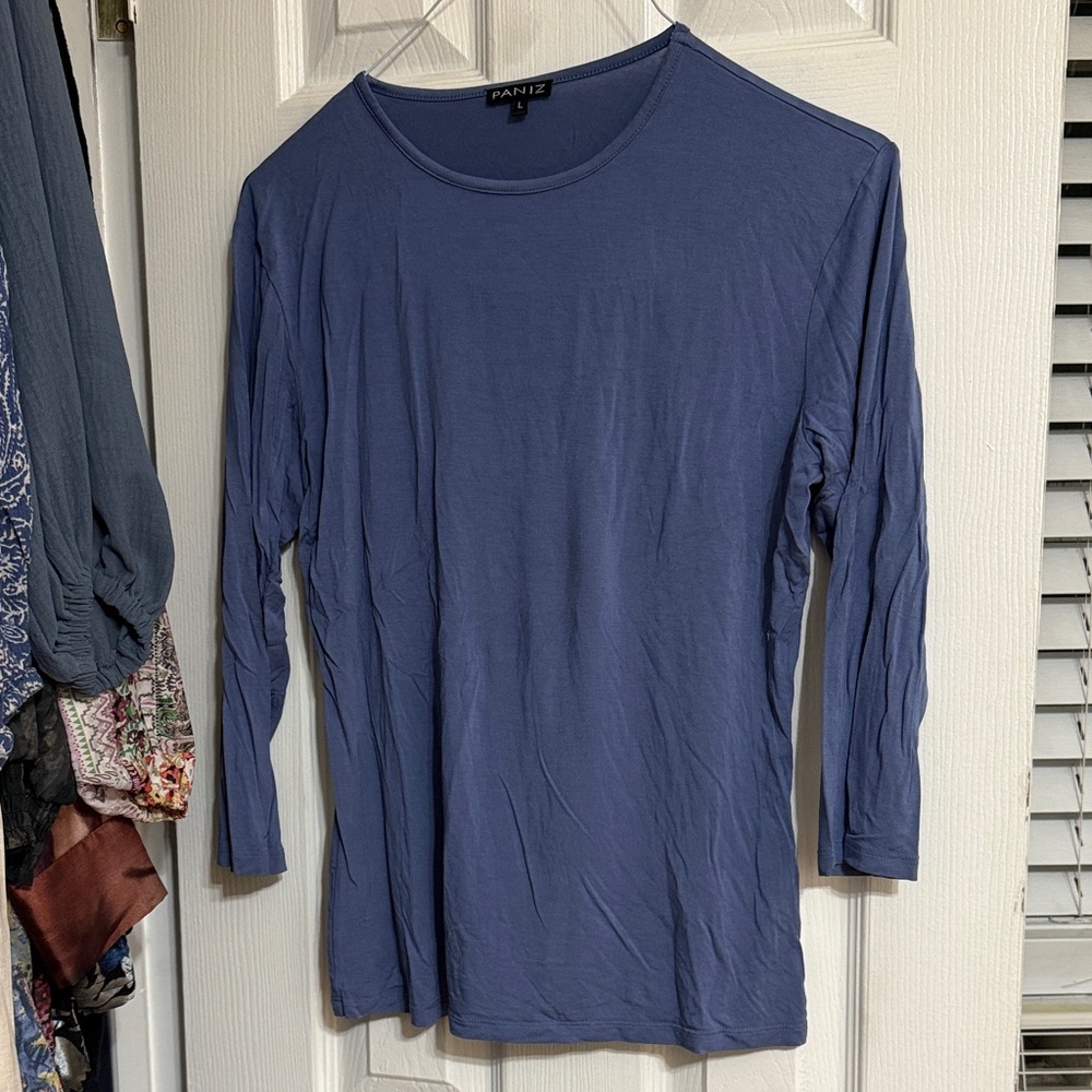 Paniz Women's Long Sleeve Crewneck Top in Slate Blue